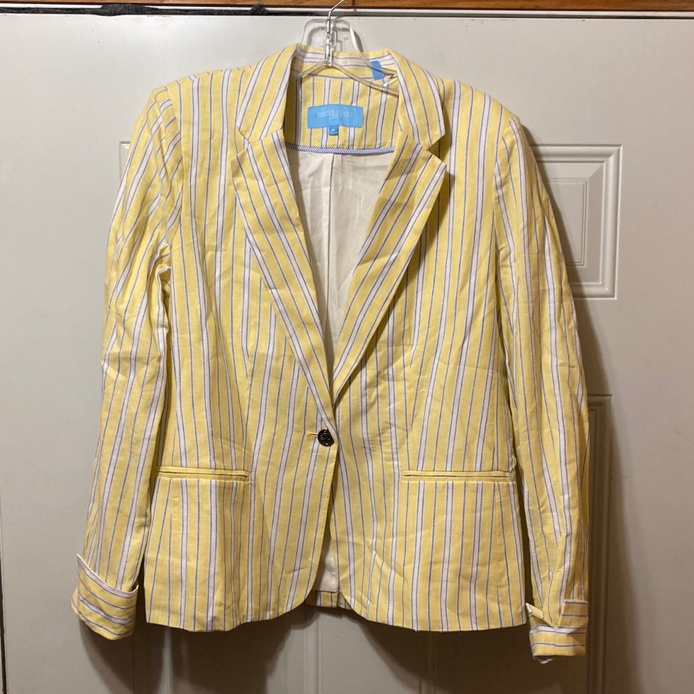 Draper James Yellow Striped Blazer M